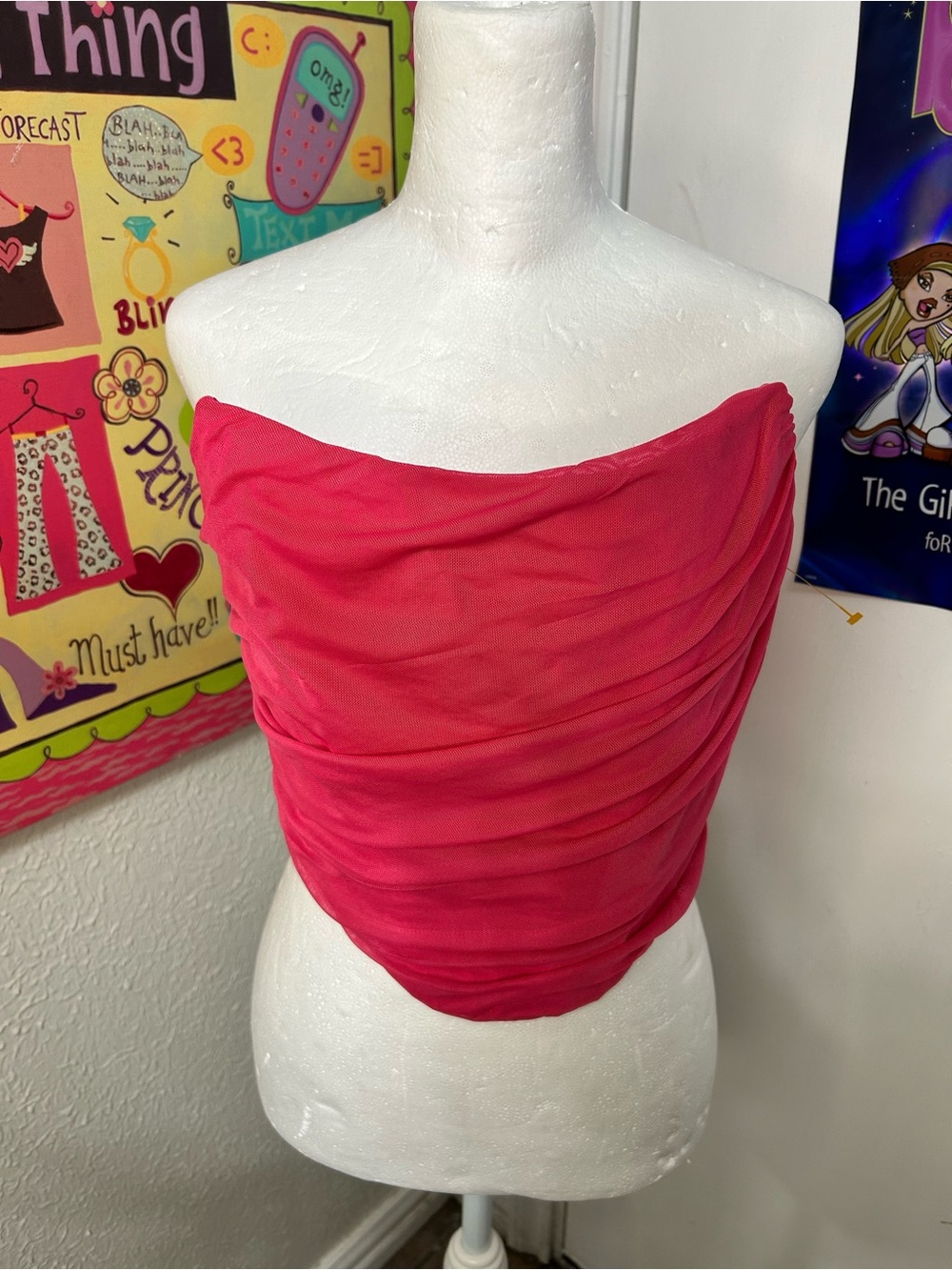 Strapless Ruched Hot Pink Tube Top